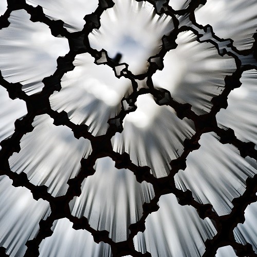 The strength of a group Aluminium extrusions in a grid pattern, with light flowing from one end